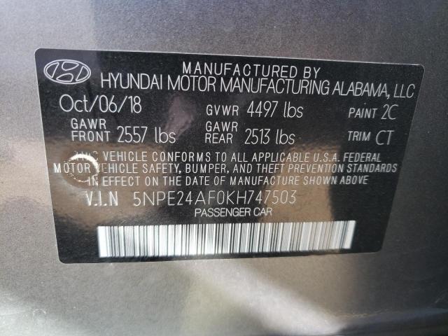 Photo 10 from auction – 2019 HYUNDAI SONATA SE with VIN 5NPE24AF0KH747503