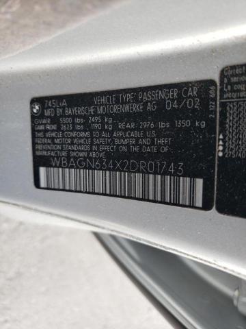 Photo 10 from auction – 2002 BMW 745 LI with VIN WBAGN634X2DR01743