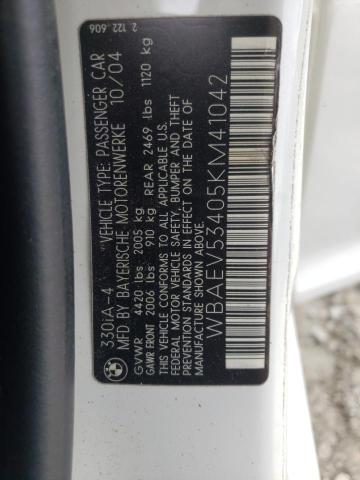 Photo 10 from auction – 2005 BMW 330 I with VIN WBAEV53405KM41042