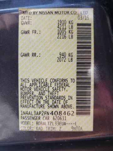 Photo 10 from auction – 2015 NISSAN ALTIMA 2.5 with VIN 1N4AL3AP2FN408462