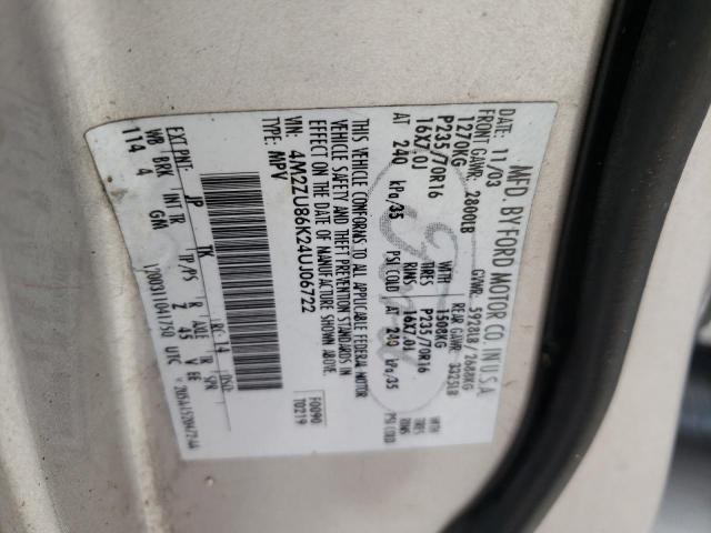 Photo 10 from auction – 2004 MERCURY MOUNTAINEE with VIN 4M2ZU86K24UJ06722