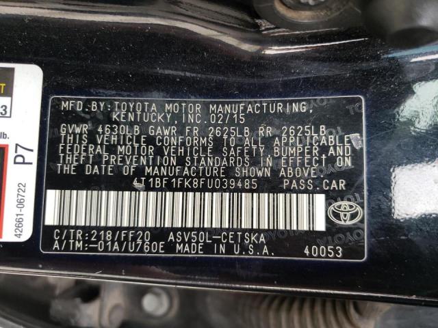 Photo 10 from auction – 2015 TOYOTA CAMRY LE with VIN 4T1BF1FK8FU039485