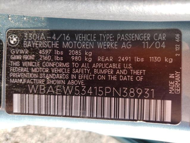 Photo 10 from auction – 2005 BMW 330 XI with VIN WBAEW53415PN38931