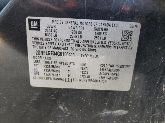 Photo 10 from auction – 2016 CHEVROLET EQUINOX LT with VIN 2GNFLGE34G6106411