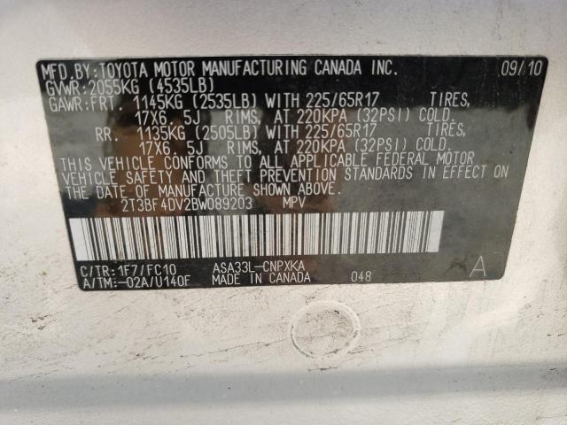 Photo 10 from auction – 2011 TOYOTA RAV4 with VIN 2T3BF4DV2BW089203