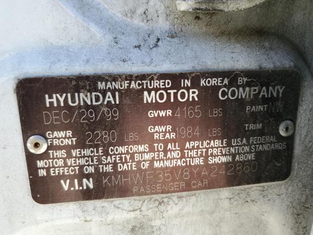 Photo 10 from auction – 2000 HYUNDAI SONATA with VIN KMHWF35V8YA242860