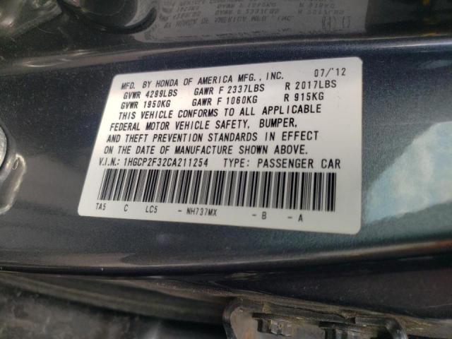 Photo 10 from auction – 2012 HONDA ACCORD LX with VIN 1HGCP2F32CA211254