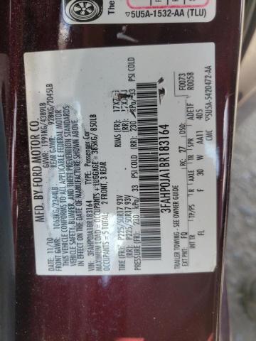 Photo 10 from auction – 2011 FORD FUSION SEL with VIN 3FAHP0JA1BR183164