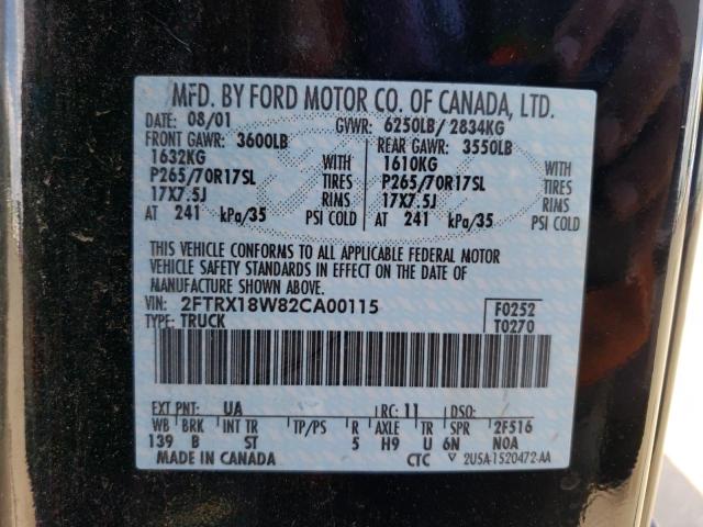 Photo 10 from auction – 2002 FORD F150 with VIN 2FTRX18W82CA00115
