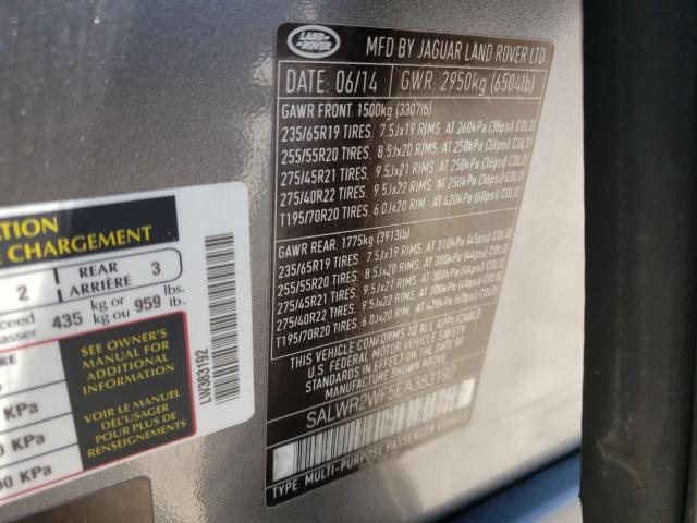 Photo 10 from auction – 2014 LAND ROVER RANGE ROVE with VIN SALWR2WF5EA383192