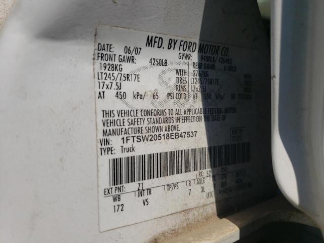 Photo 10 from auction – 2008 FORD F250 SUPER with VIN 1FTSW20518EB47537