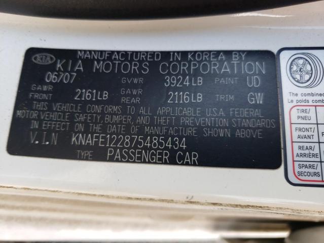 Photo 10 from auction – 2007 KIA SPECTRA EX with VIN KNAFE122875485434