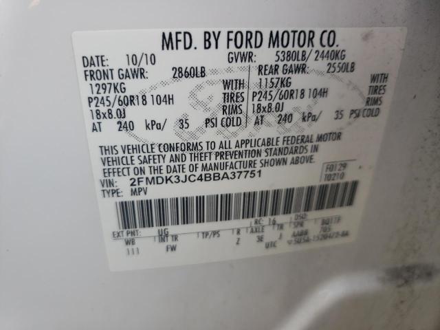 Photo 10 from auction – 2011 FORD EDGE SEL with VIN 2FMDK3JC4BBA37751
