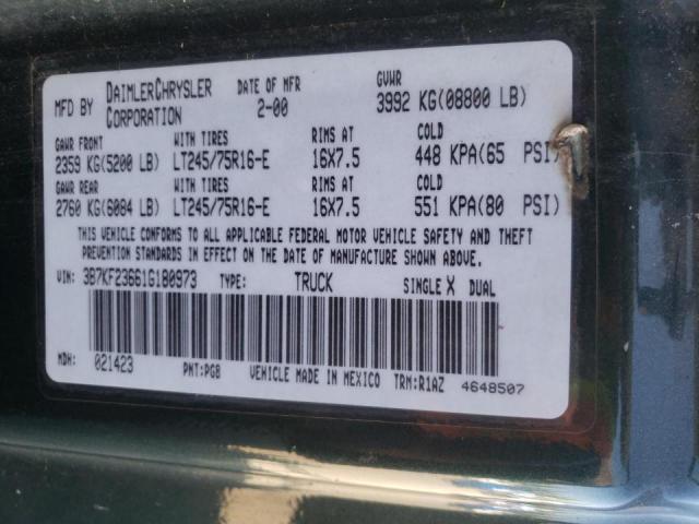 Photo 10 from auction – 2001 DODGE RAM 2500 with VIN 3B7KF23661G180973