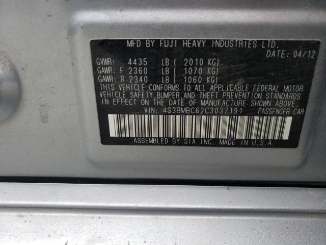 Photo 10 from auction – 2012 SUBARU LEGACY 2.5 with VIN 4S3BMBC62C3037191