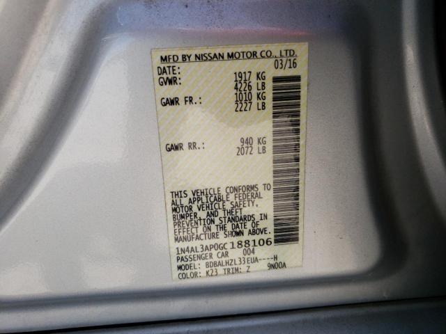 Photo 10 from auction – 2016 NISSAN ALTIMA 2.5 with VIN 1N4AL3AP0GC188106