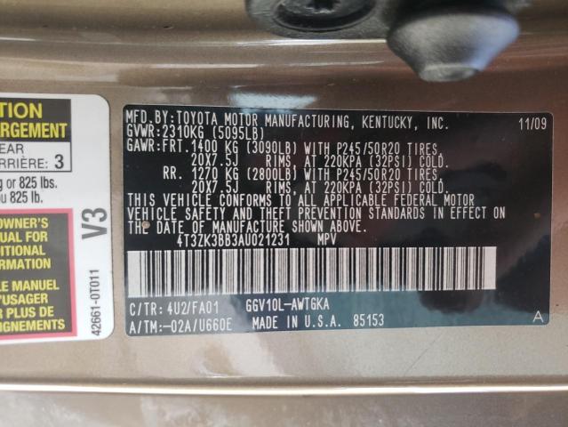 Photo 10 from auction – 2010 TOYOTA VENZA with VIN 4T3ZK3BB3AU021231