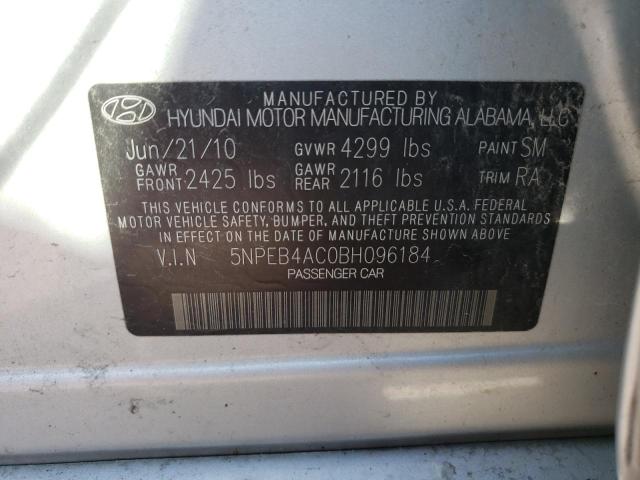 Photo 10 from auction – 2011 HYUNDAI SONATA GLS with VIN 5NPEB4AC0BH096184