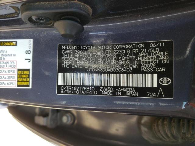 Photo 10 from auction – 2011 TOYOTA PRIUS with VIN JTDKN3DUXB0308403