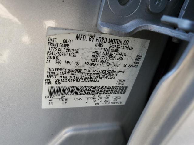 Photo 10 from auction – 2012 FORD EDGE LIMIT with VIN 2FMDK3K92CBA09824