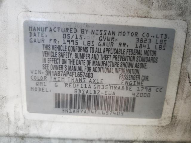 Photo 10 from auction – 2015 NISSAN SENTRA with VIN 3N1AB7AP4FL657403