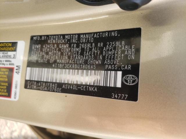 Photo 10 from auction – 2011 TOYOTA CAMRY BASE with VIN 4T1BF3EK8BU180645