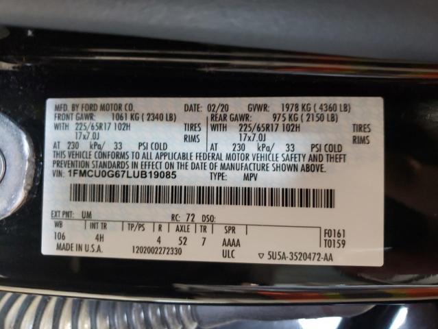 Zdjęcie 10 z aukcji – 2020 FORD ESCAPE SE z VIN 1FMCU0G67LUB19085