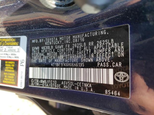 Photo 10 from auction – 2017 TOYOTA CAMRY LE with VIN 4T1BF1FK6HU646195
