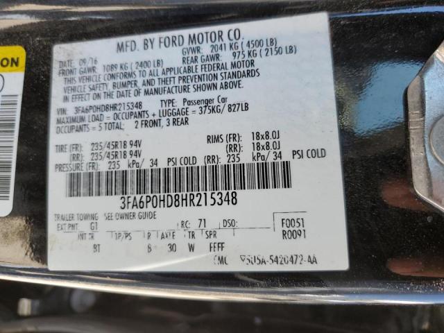 Photo 10 from auction – 2017 FORD FUSION SE with VIN 3FA6P0HD8HR215348