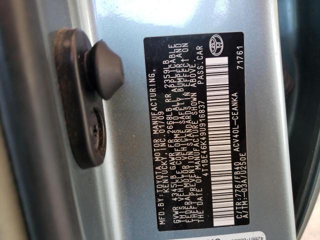 Photo 10 from auction – 2009 TOYOTA CAMRY BASE with VIN 4T1BE46K49U916837