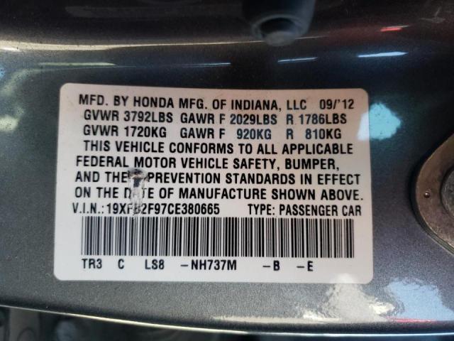 Photo 10 from auction – 2012 HONDA CIVIC EXL with VIN 19XFB2F97CE380665