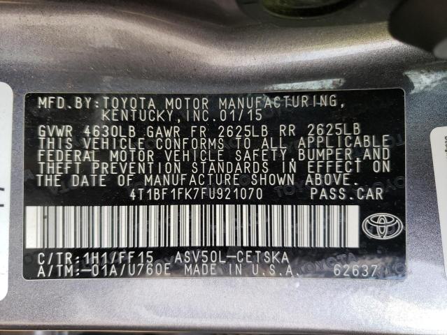 Photo 10 from auction – 2015 TOYOTA CAMRY LE with VIN 4T1BF1FK7FU921070