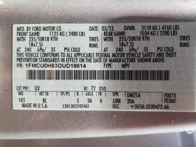Photo 10 from auction – 2013 FORD ESCAPE SEL with VIN 1FMCU0H93DUD18614