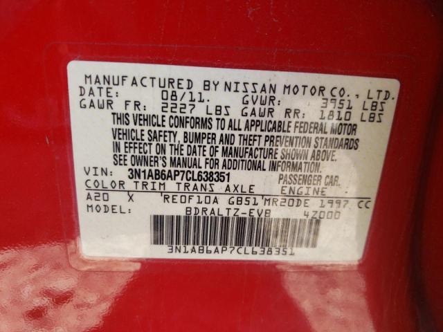 Photo 10 from auction – 2012 NISSAN SENTRA 2.0 with VIN 3N1AB6AP7CL638351