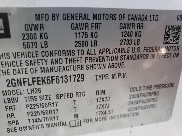 Photo 10 from auction – 2015 CHEVROLET EQUINOX LT with VIN 2GNFLFEK6F6131729