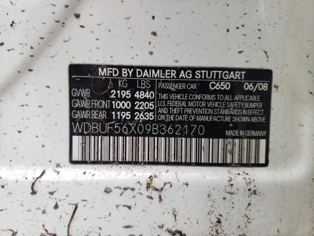 Photo 10 from auction – 2009 MERCEDES-BENZ E 350 with VIN WDBUF56X09B362170