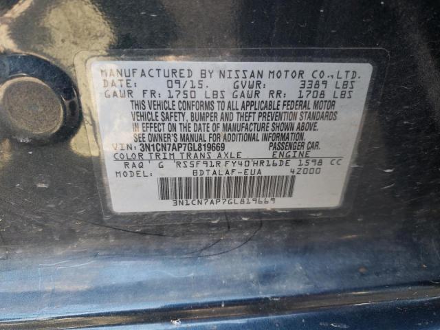 Photo 10 from auction – 2016 NISSAN VERSA S with VIN 3N1CN7AP7GL819669