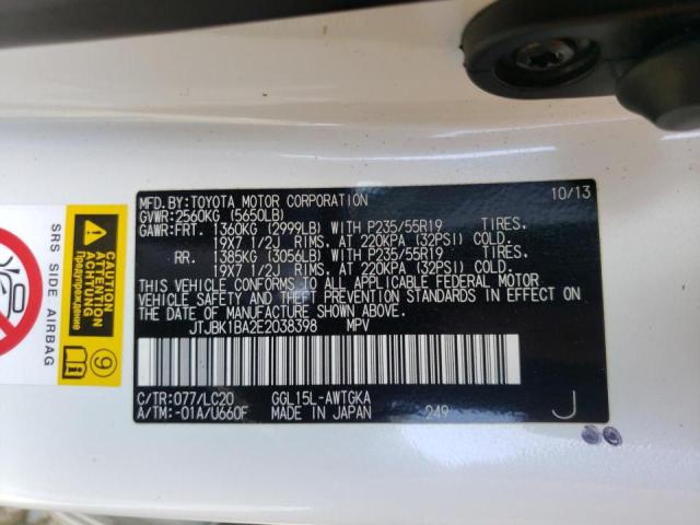 Photo 10 from auction – 2014 LEXUS RX 350 BAS with VIN JTJBK1BA2E2038398