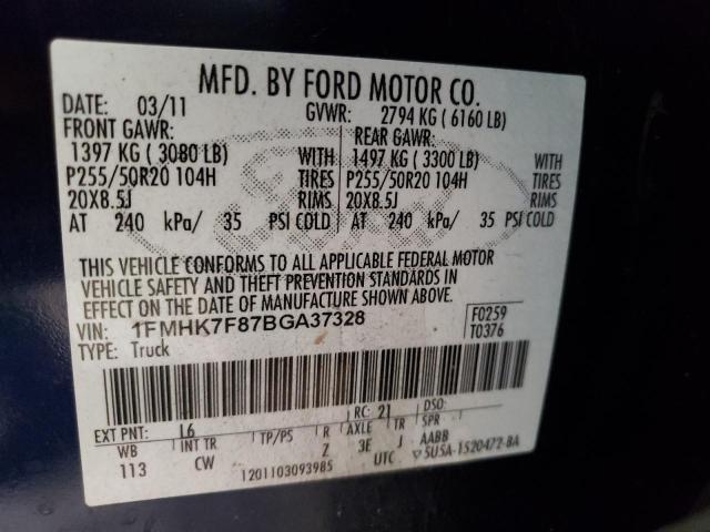 Photo 10 from auction – 2011 FORD EXPLORER L with VIN 1FMHK7F87BGA37328