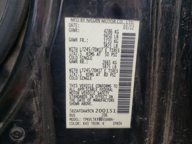 Photo 10 from auction – 2012 NISSAN NV 3500 S with VIN 5BZAF0AA9CN200151