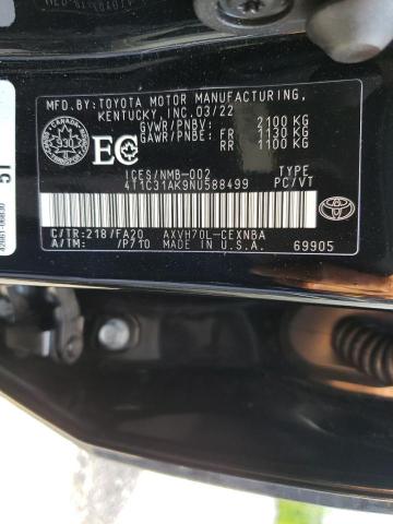 Photo 10 from auction – 2022 TOYOTA CAMRY LE with VIN 4T1C31AK9NU588499