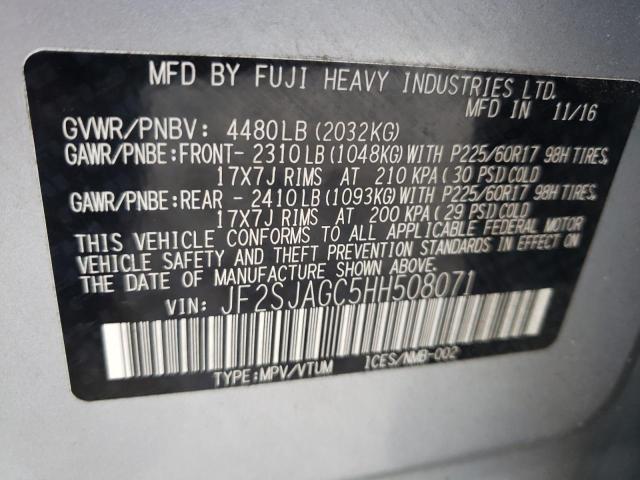 Photo 10 from auction – 2017 SUBARU FORESTER 2 with VIN JF2SJAGC5HH508071