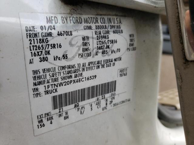 Photo 10 from auction – 2004 FORD F250 SUPER with VIN 1FTNW20PX4EC16539