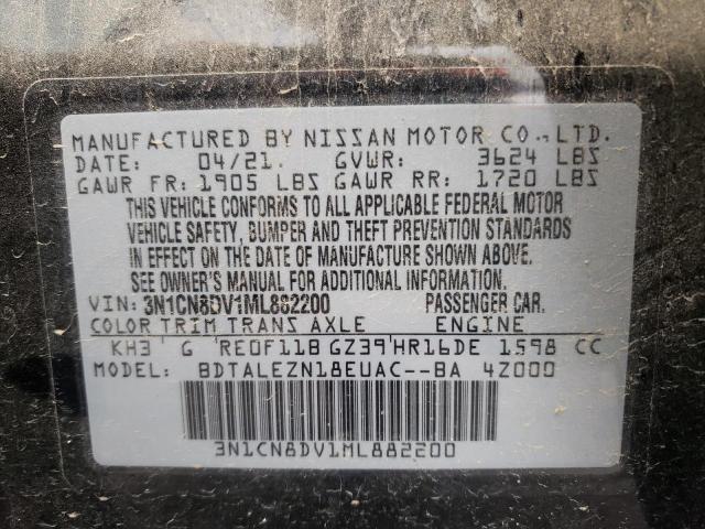 Photo 10 from auction – 2021 NISSAN VERSA S with VIN 3N1CN8DV1ML882200