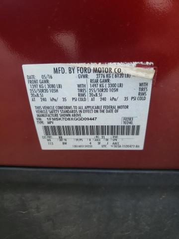 Photo 10 from auction – 2016 FORD EXPLORER X with VIN 1FM5K7D8XGGD09447