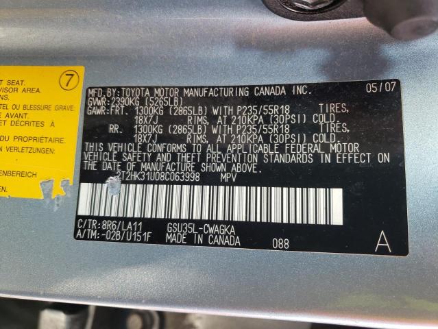 Photo 10 from auction – 2008 LEXUS RX 350 with VIN 2T2HK31U08C063998