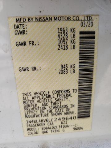 Photo 10 from auction – 2020 NISSAN ALTIMA S with VIN 1N4BL4BV6LC249640