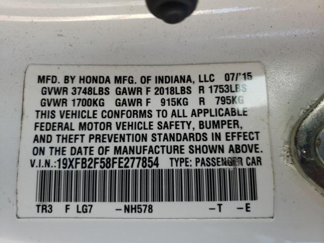 Photo 10 from auction – 2015 HONDA CIVIC LX with VIN 19XFB2F58FE277854