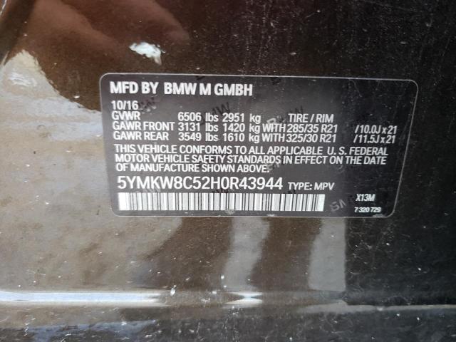 Photo 10 from auction – 2017 BMW X6 M with VIN 5YMKW8C52H0R43944