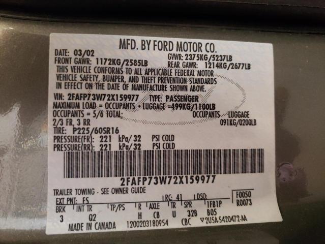 Photo 10 from auction – 2002 FORD CROWN VICT with VIN 2FAFP73W72X159977